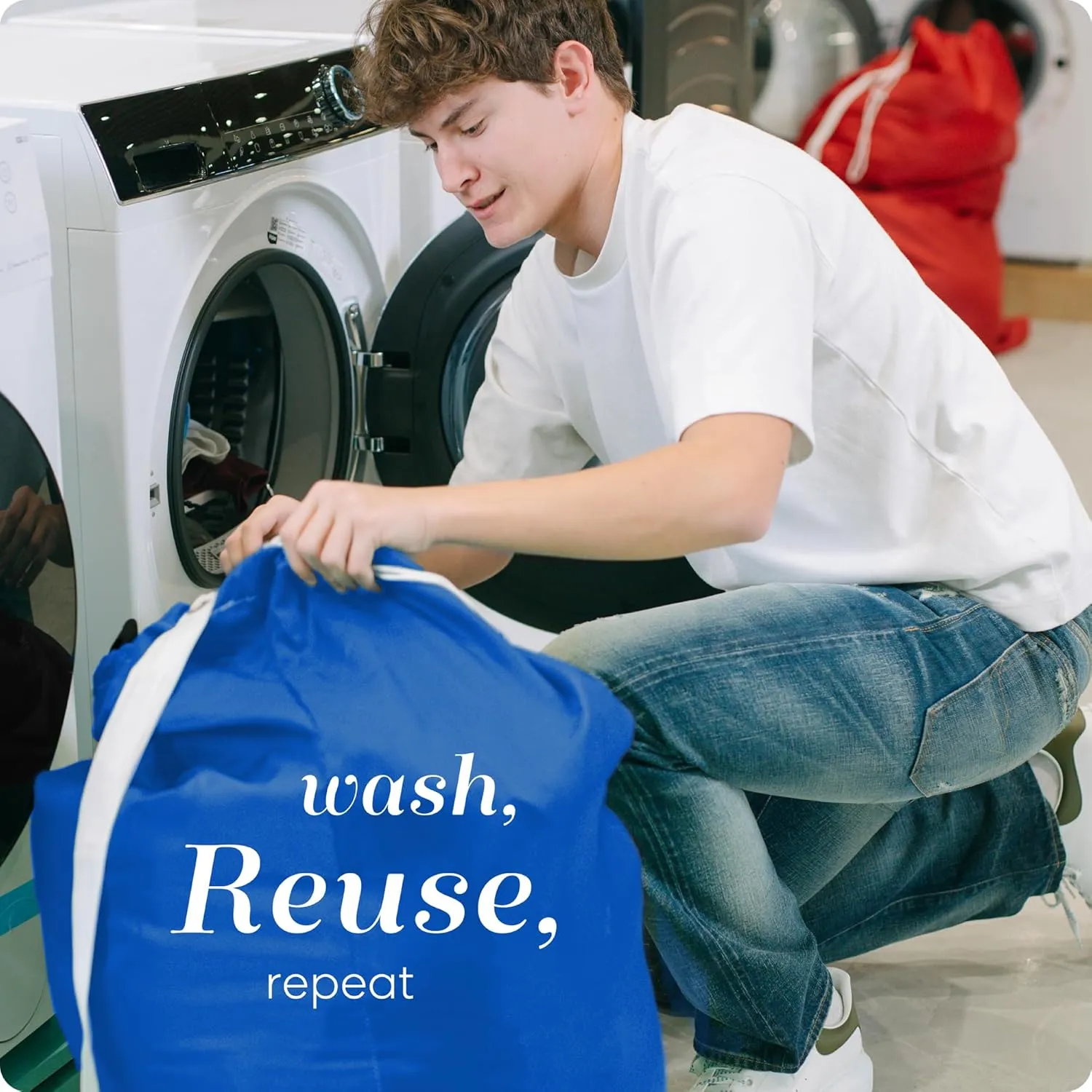 Handy Laundry Shoulder Strap Bag - Drawstring Locking Closure, Durable Nylon Material, Large Capacity, Heavy Duty Stitching, Perfect for Laundromat or College Dorm (Blue | 30" x 40")