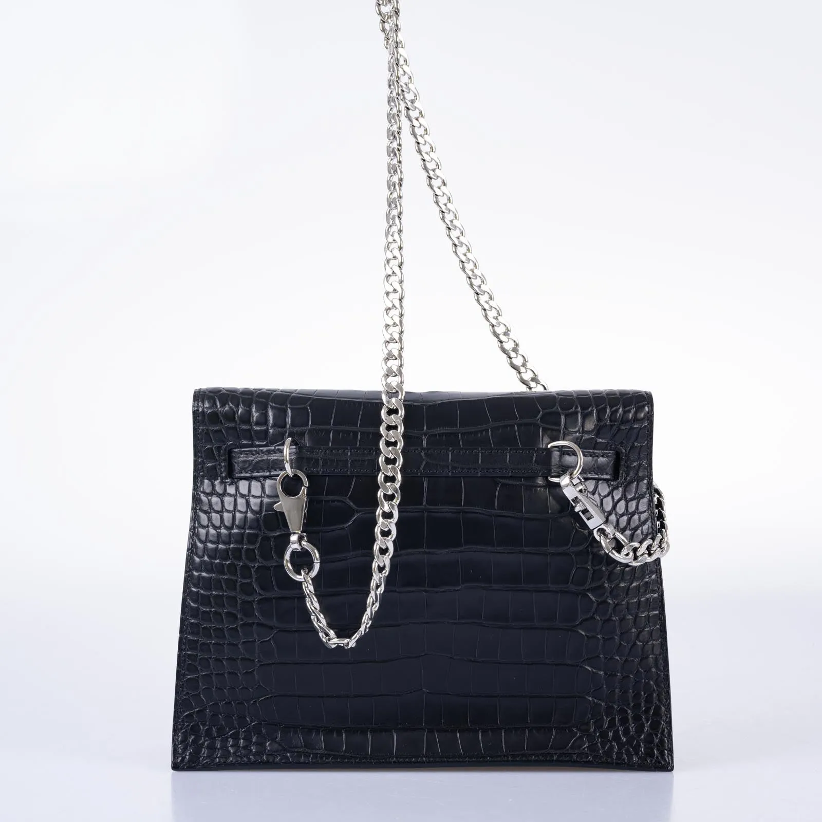 Hermès Kelly Danse II Matte Black Alligator with Palladium Hardware