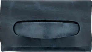 Hide & Drink, Rectangular Clutch Bag With Handle, Wallet for Cards, Money, Stylish Handbag, Full Grain Leather, Handmade, Slate Blue