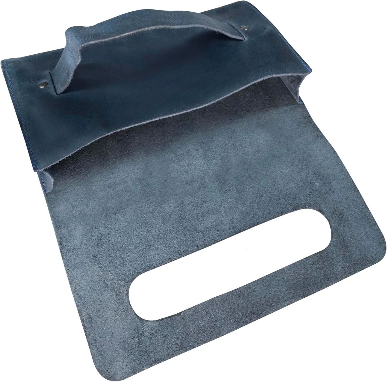 Hide & Drink, Rectangular Clutch Bag With Handle, Wallet for Cards, Money, Stylish Handbag, Full Grain Leather, Handmade, Slate Blue