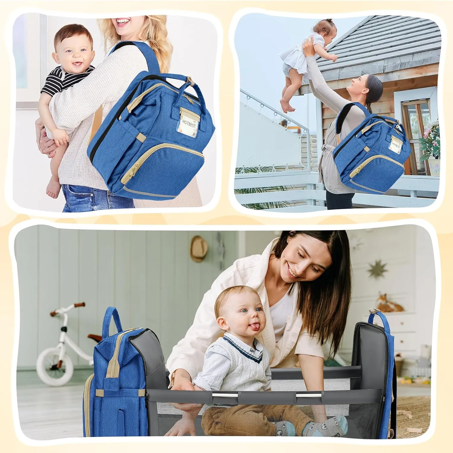 HOTBEST Diaper Bag Backpack, Haze Blue, Large