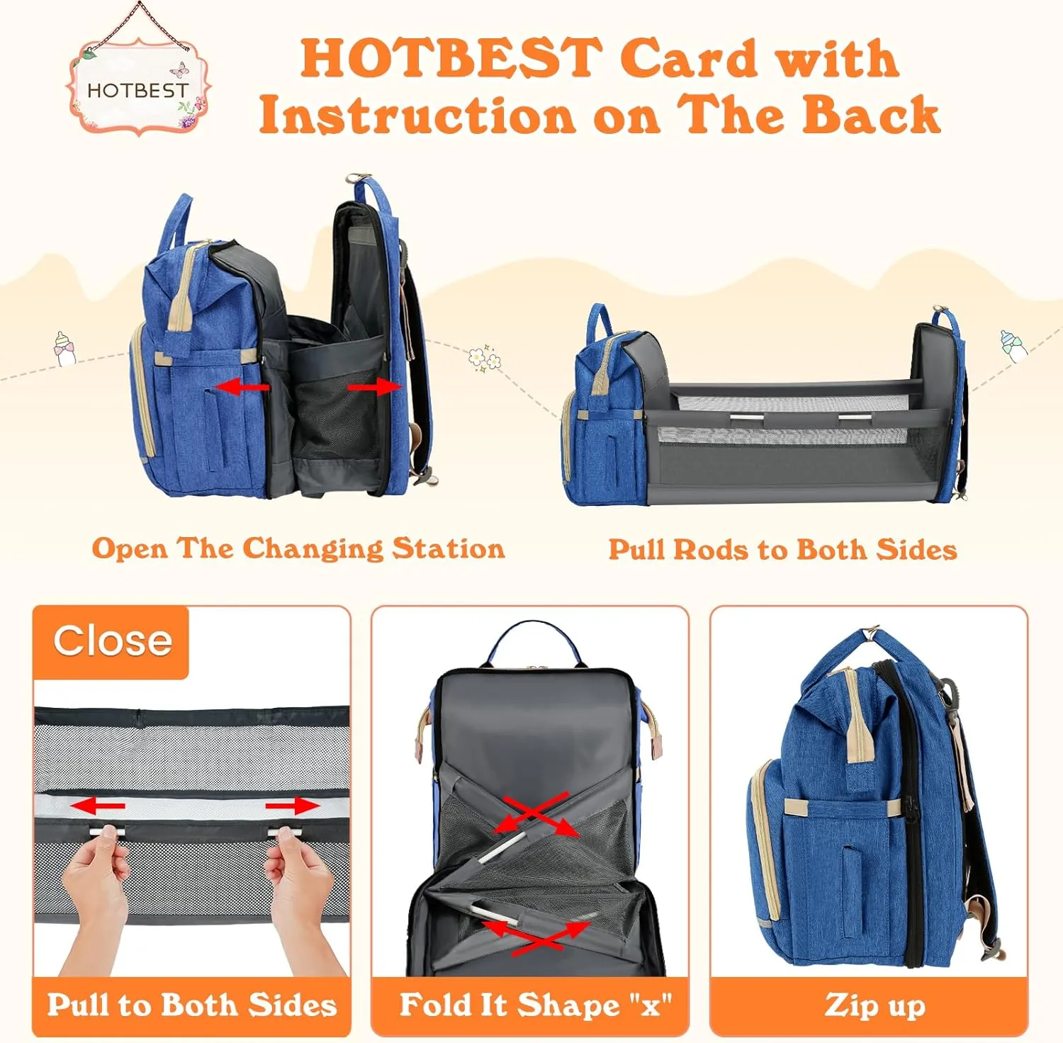 HOTBEST Diaper Bag Backpack, Haze Blue, Large