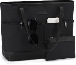 Kasqo Laptop Tote Bag for Women, 15.6" Water Resistant Shockproof Large Shoulder Work Teacher Bag with Luggage Sleeve