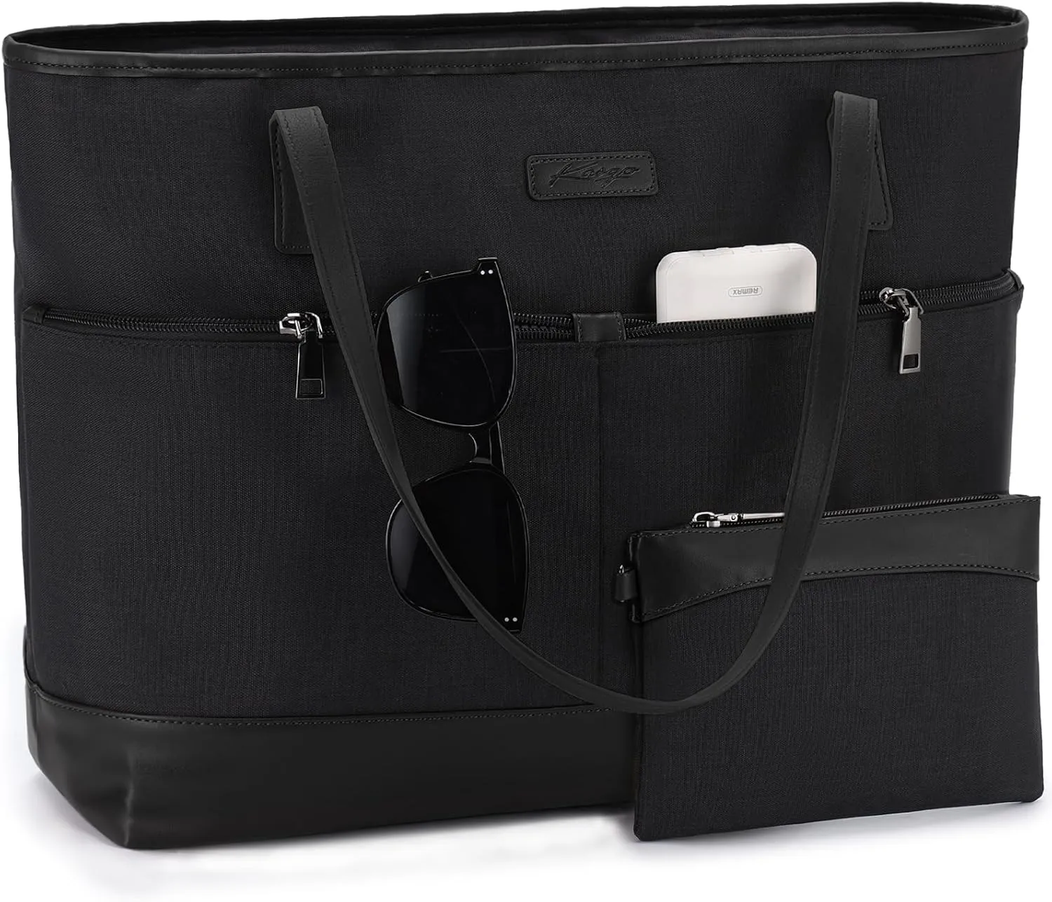 Kasqo Laptop Tote Bag for Women, 15.6" Water Resistant Shockproof Large Shoulder Work Teacher Bag with Luggage Sleeve