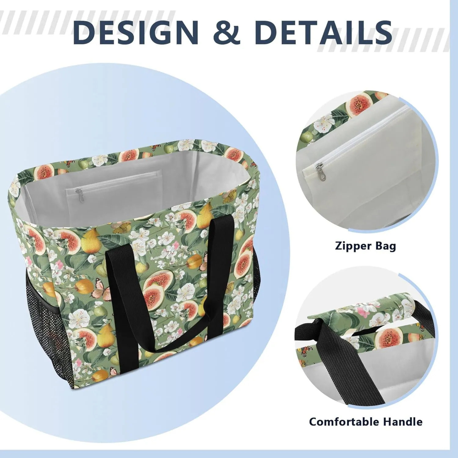KLL Utility Tote Bags For Women with Handles Collapsable With Pockets Shopping Bags Reusable