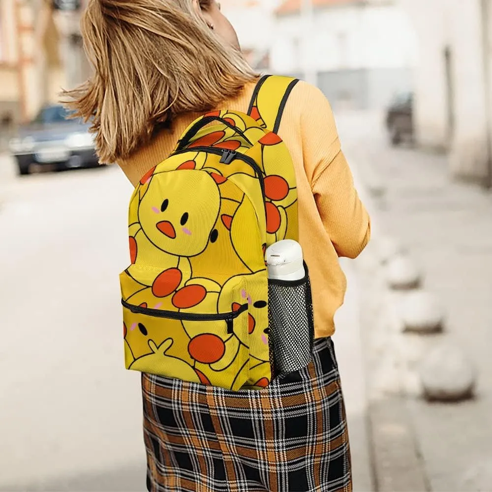 Kuizee Travel Laptop Backpack Business Daypack Work Bookbag Cartoon Cute Yellow Duck Simple Durable iPad Tablet School College Book Bags Casual Bags for Men and Women
