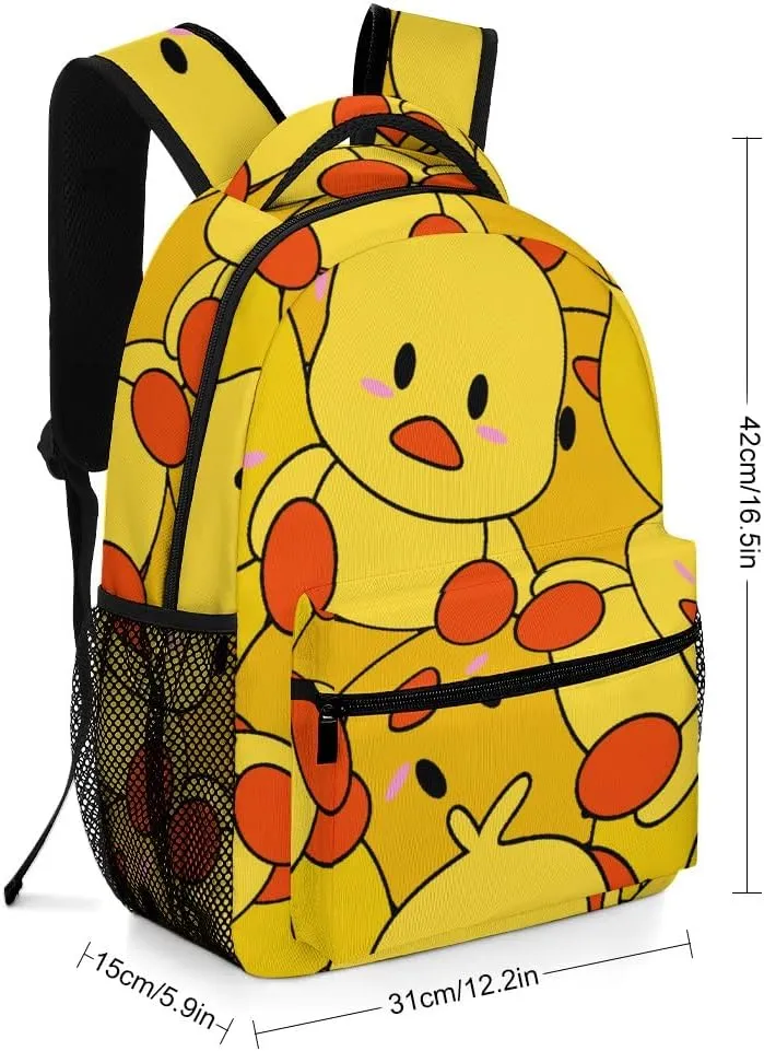 Kuizee Travel Laptop Backpack Business Daypack Work Bookbag Cartoon Cute Yellow Duck Simple Durable iPad Tablet School College Book Bags Casual Bags for Men and Women