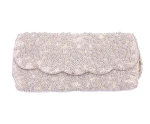La Regale Vintage Handmade White Beaded & Sequin Clutch