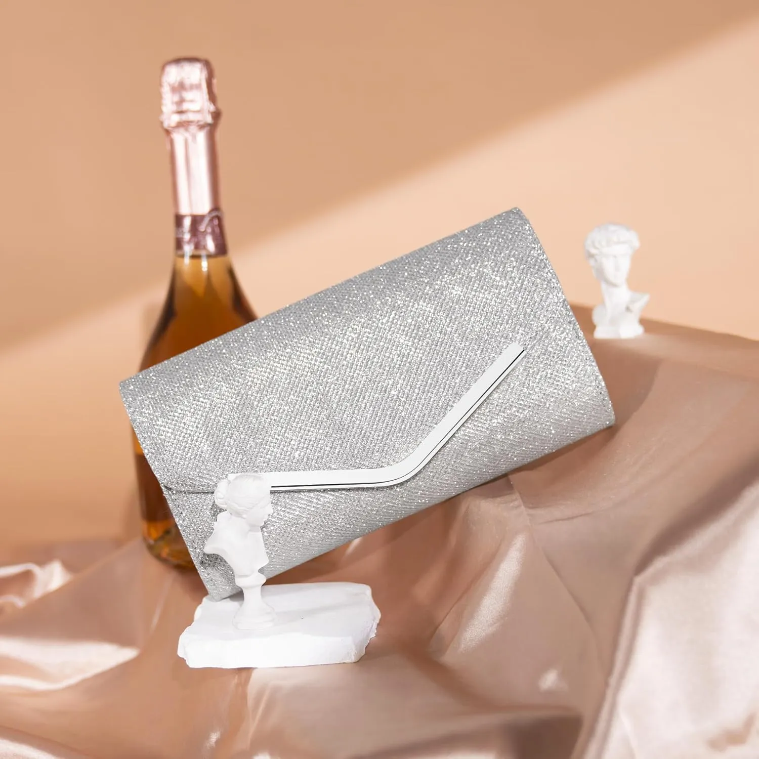 Larcenciel Clutch Purses for Women, Shiny Sequin Envelope Clutch Evening Bag with Chain, Fashion Sparkly Party Prom Purse