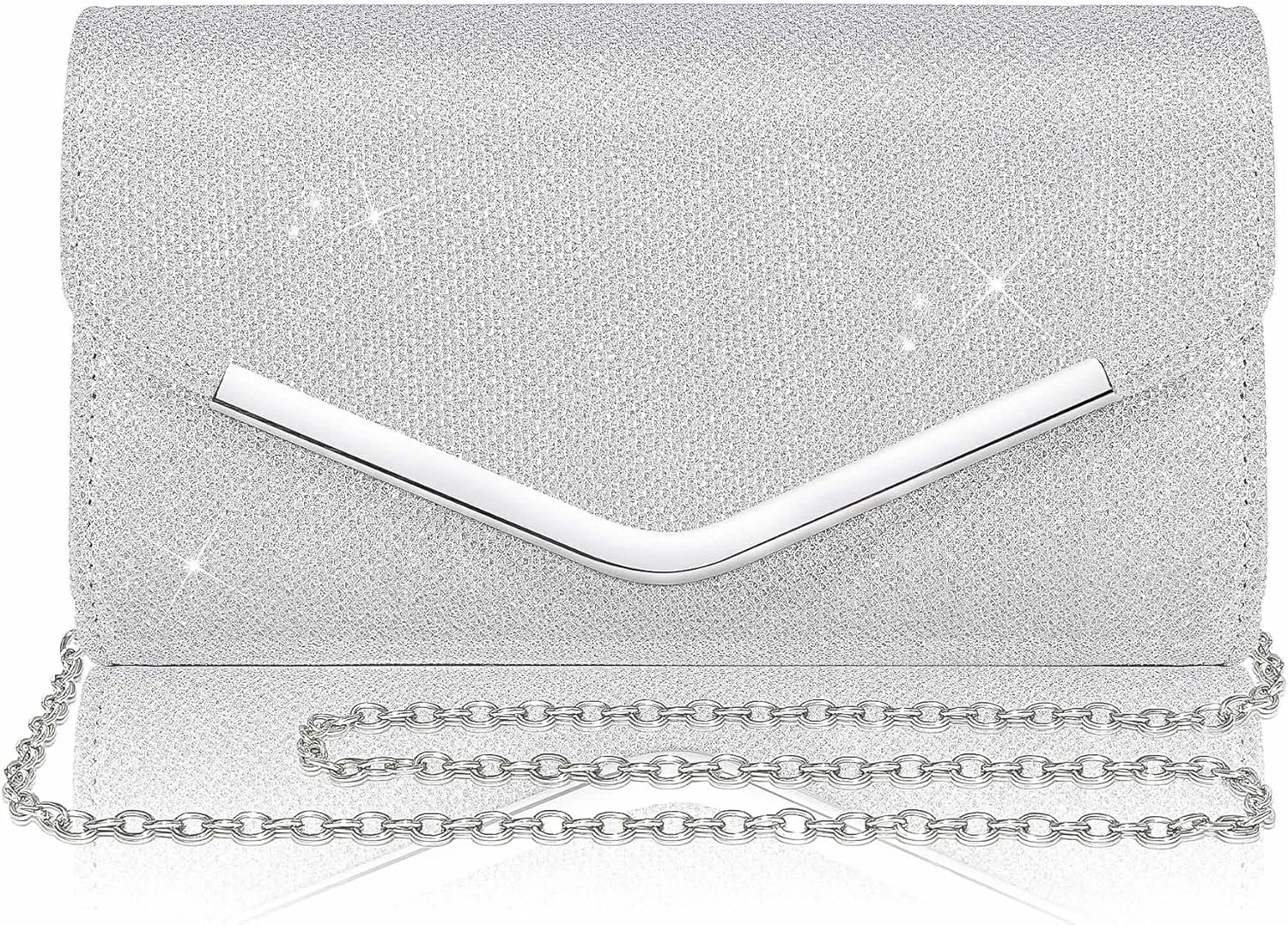 Larcenciel Clutch Purses for Women, Shiny Sequin Envelope Clutch Evening Bag with Chain, Fashion Sparkly Party Prom Purse