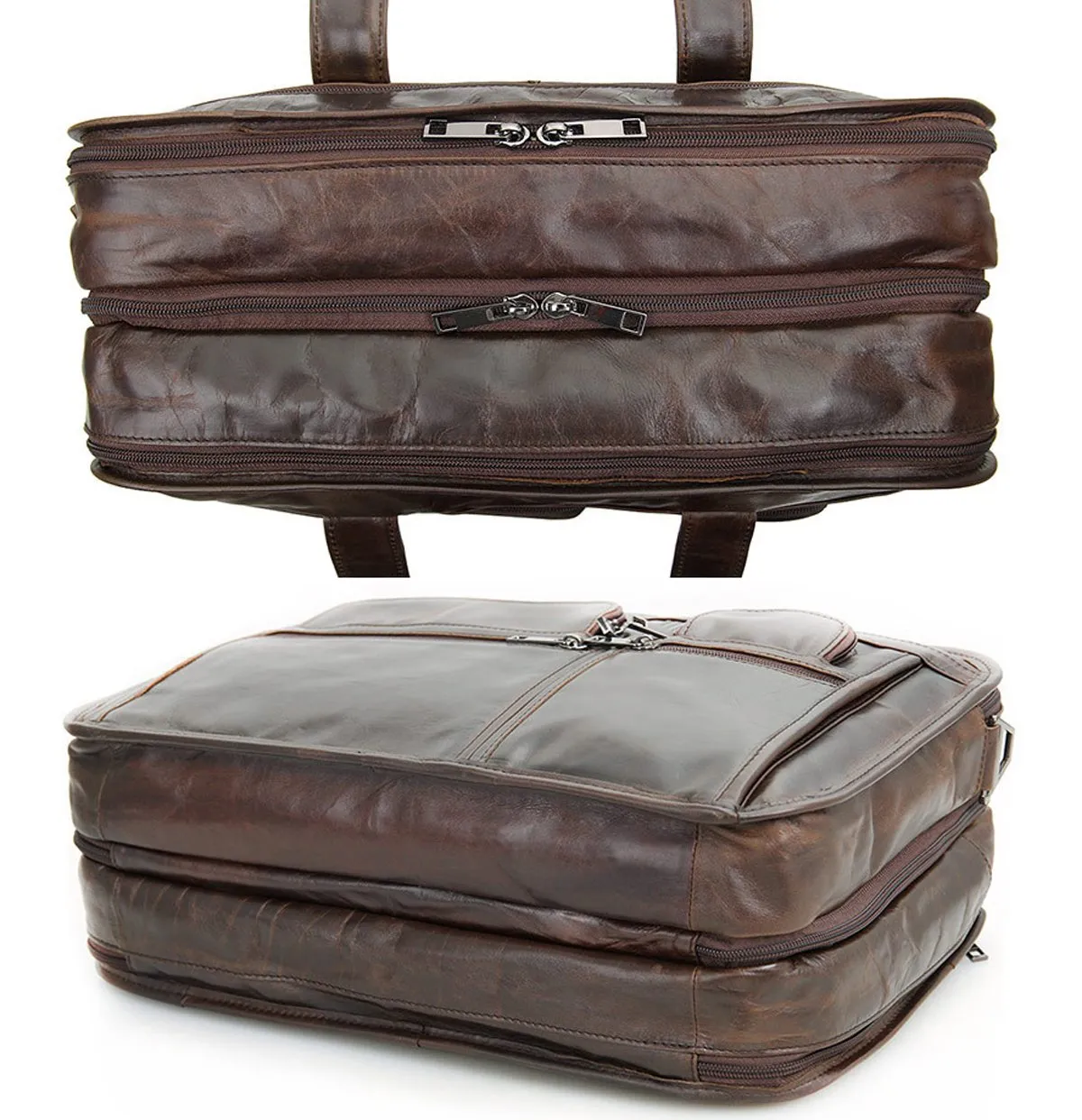 Leather Men Bag,Berchirly Genuine Leather 15inch Expandable Laptop Computer Business Briefcase Bags Cowhide Handbag Case
