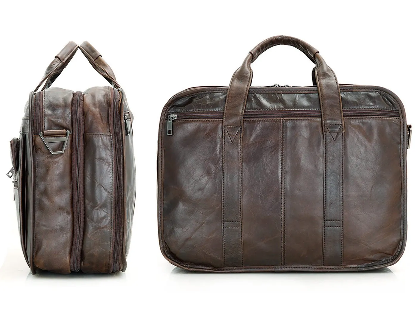 Leather Men Bag,Berchirly Genuine Leather 15inch Expandable Laptop Computer Business Briefcase Bags Cowhide Handbag Case