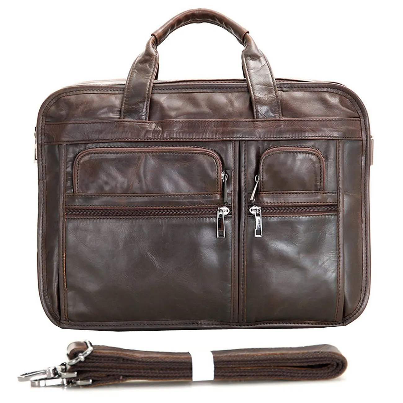 Leather Men Bag,Berchirly Genuine Leather 15inch Expandable Laptop Computer Business Briefcase Bags Cowhide Handbag Case