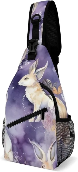 Lightweight Chest Bag Crossbody Bag Rabbit Color Pattern Sling Backpack for Women Men Sports Travel