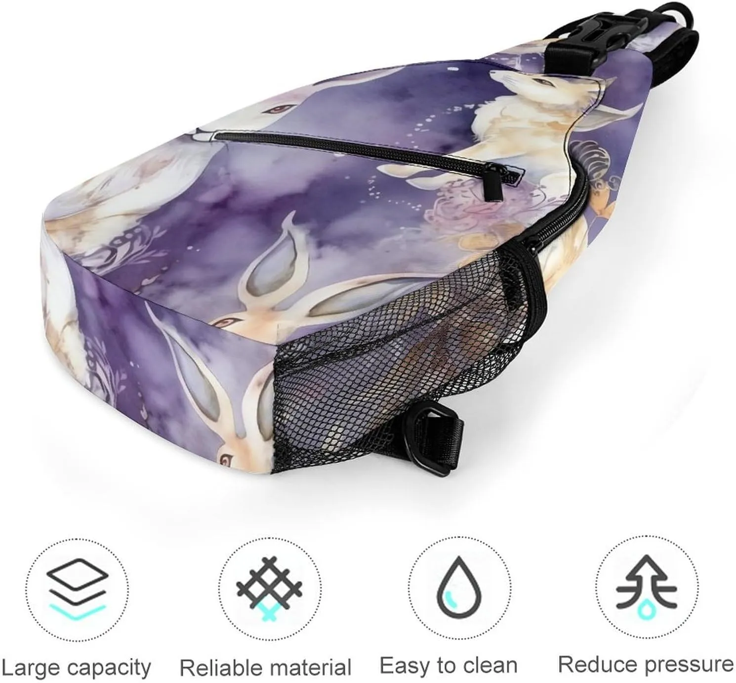Lightweight Chest Bag Crossbody Bag Rabbit Color Pattern Sling Backpack for Women Men Sports Travel