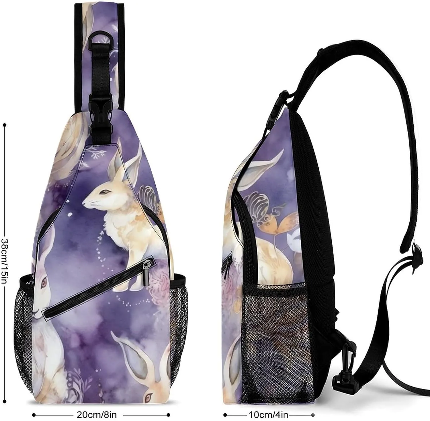 Lightweight Chest Bag Crossbody Bag Rabbit Color Pattern Sling Backpack for Women Men Sports Travel