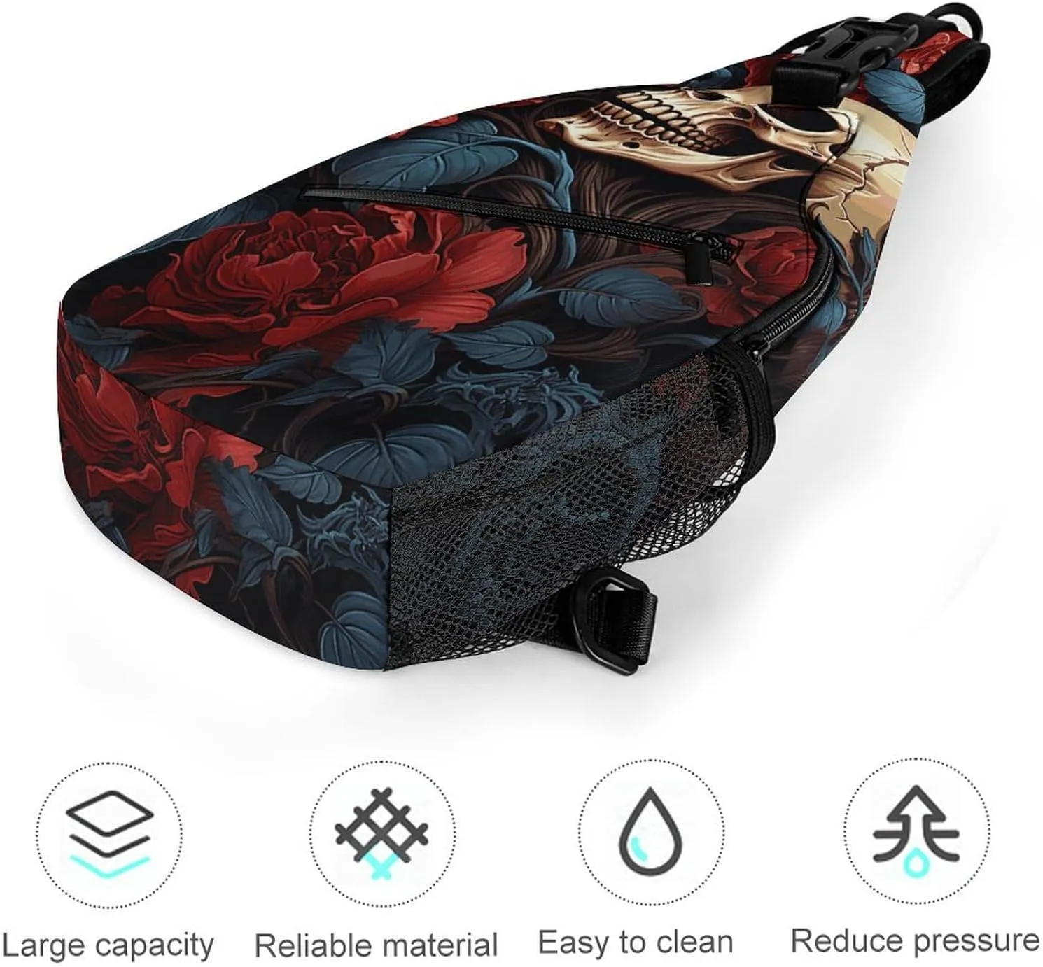 Lightweight Chest Bag Crossbody Bag Skull Image Poster Sling Backpack for Women Men Sports Travel