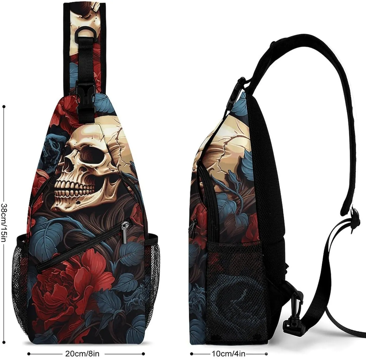 Lightweight Chest Bag Crossbody Bag Skull Image Poster Sling Backpack for Women Men Sports Travel