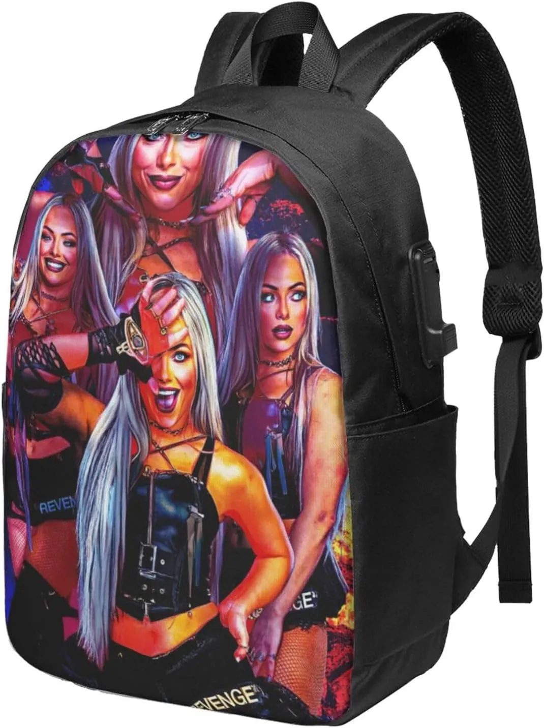 Liv Wrestler Morgan Laptop Backpack With Usb Charging Port Large Travel Bags Unisex Adult Sport Bags Daypack for Fitness Stylish Business Backpack Computer Bag for Men&Women