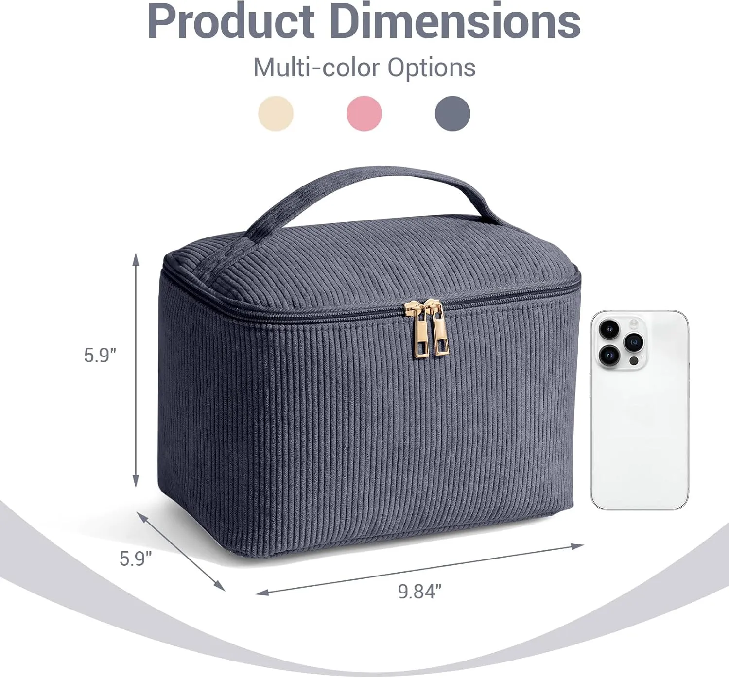 MAGEFY Makeup Bag Cosmetic Bag Large Capacity with Handle Make Up Bags with Mesh Pocket, Travel Makeup Bag for Women,Grey