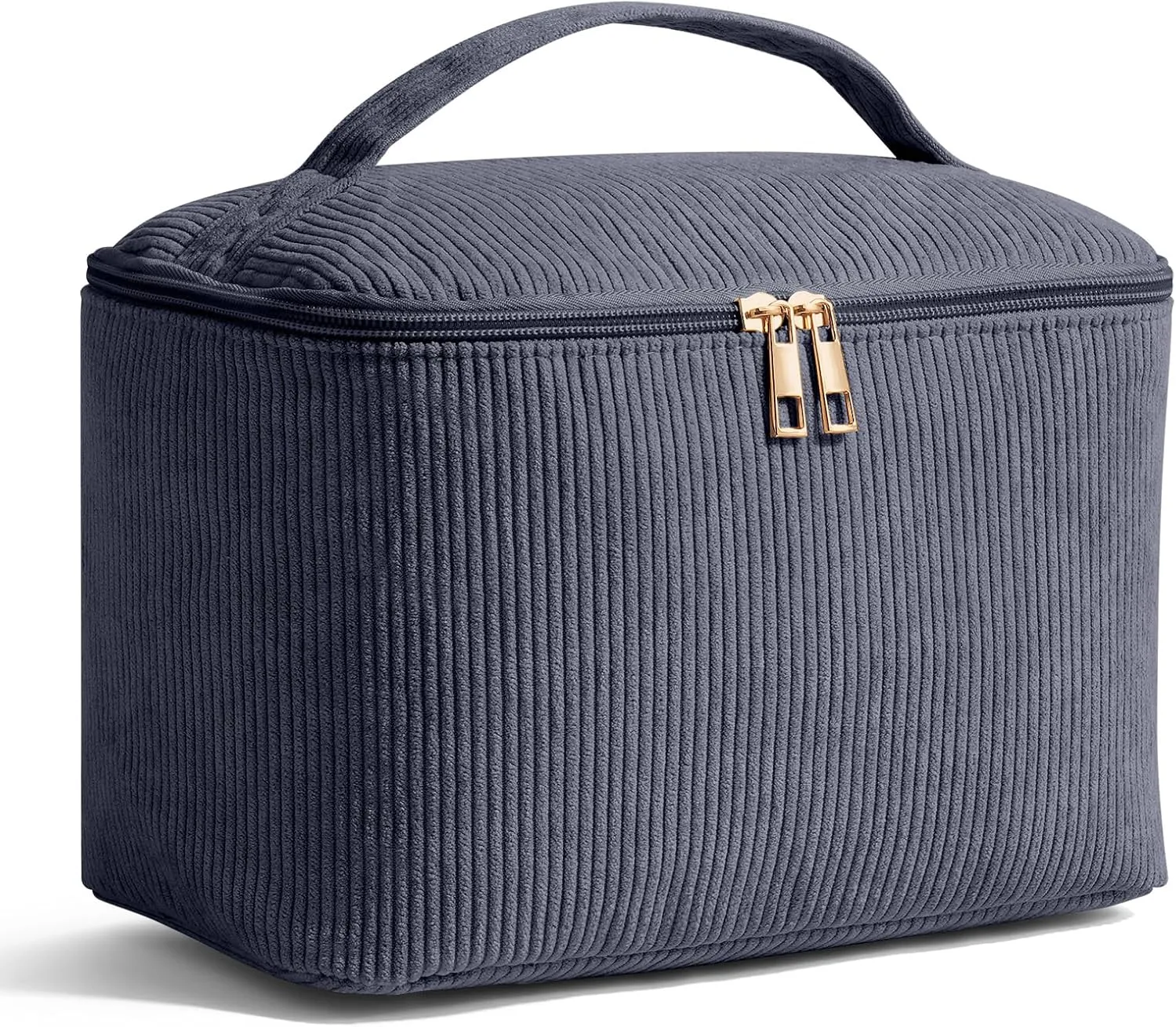 MAGEFY Makeup Bag Cosmetic Bag Large Capacity with Handle Make Up Bags with Mesh Pocket, Travel Makeup Bag for Women,Grey