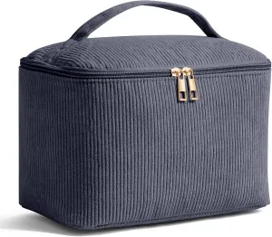 MAGEFY Makeup Bag Cosmetic Bag Large Capacity with Handle Make Up Bags with Mesh Pocket, Travel Makeup Bag for Women,Grey