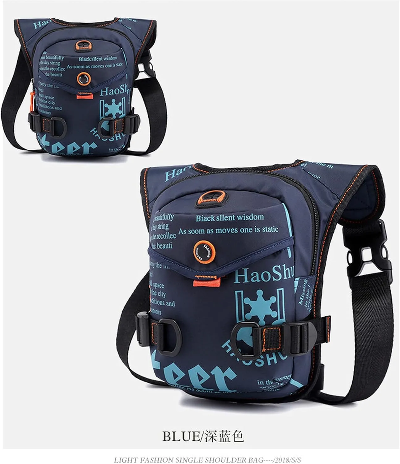 Men Waterproof Nylon Drop Leg Bags Lumbar Hip Bum Belt Bag Waist Fanny Pack Travel Riding Motorcycle Crossbody Shoulder Bags