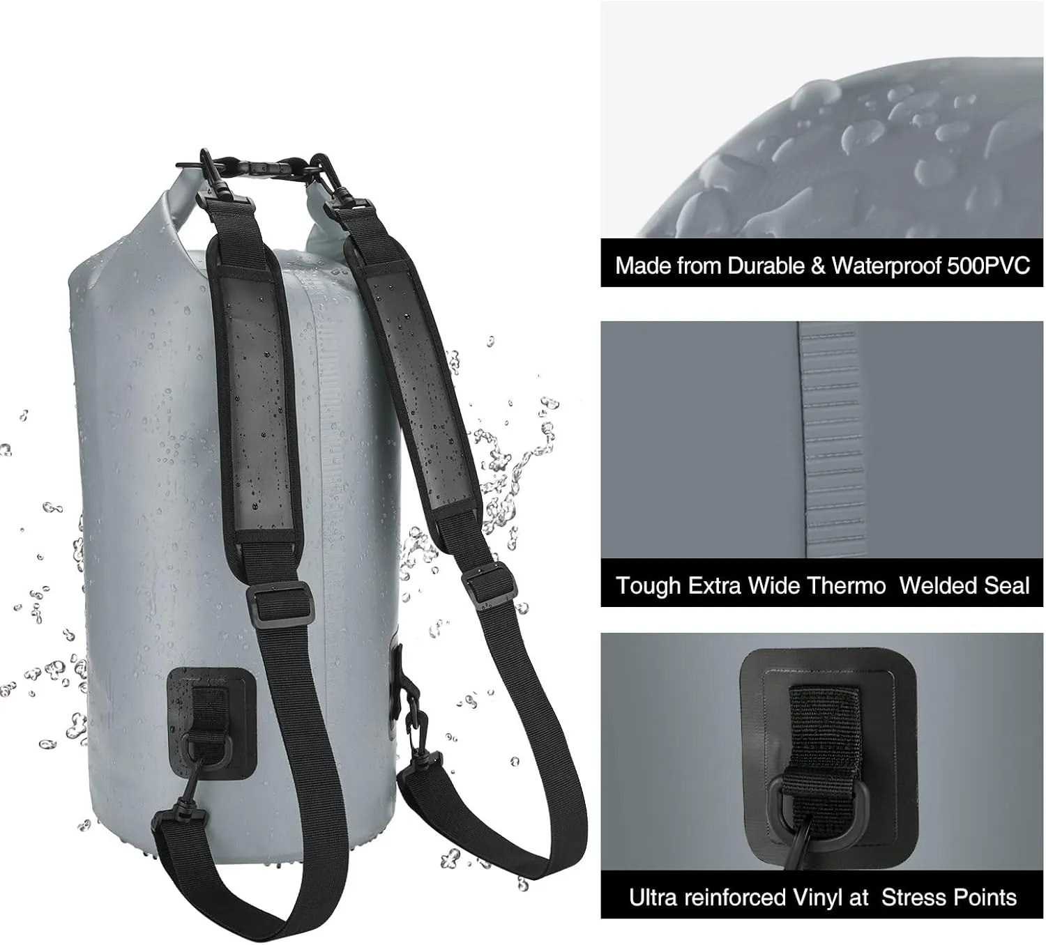 Piscifun Dry Bag, Waterproof Floating Backpack 5L/10L/20L/30L/40L with Waterproof Phone Case for Boating, Kayaking, Fishing