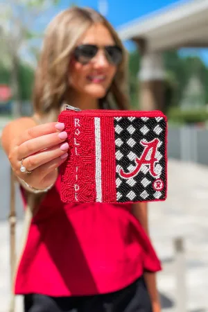 Roll Tide Beaded Coin Purse - Red