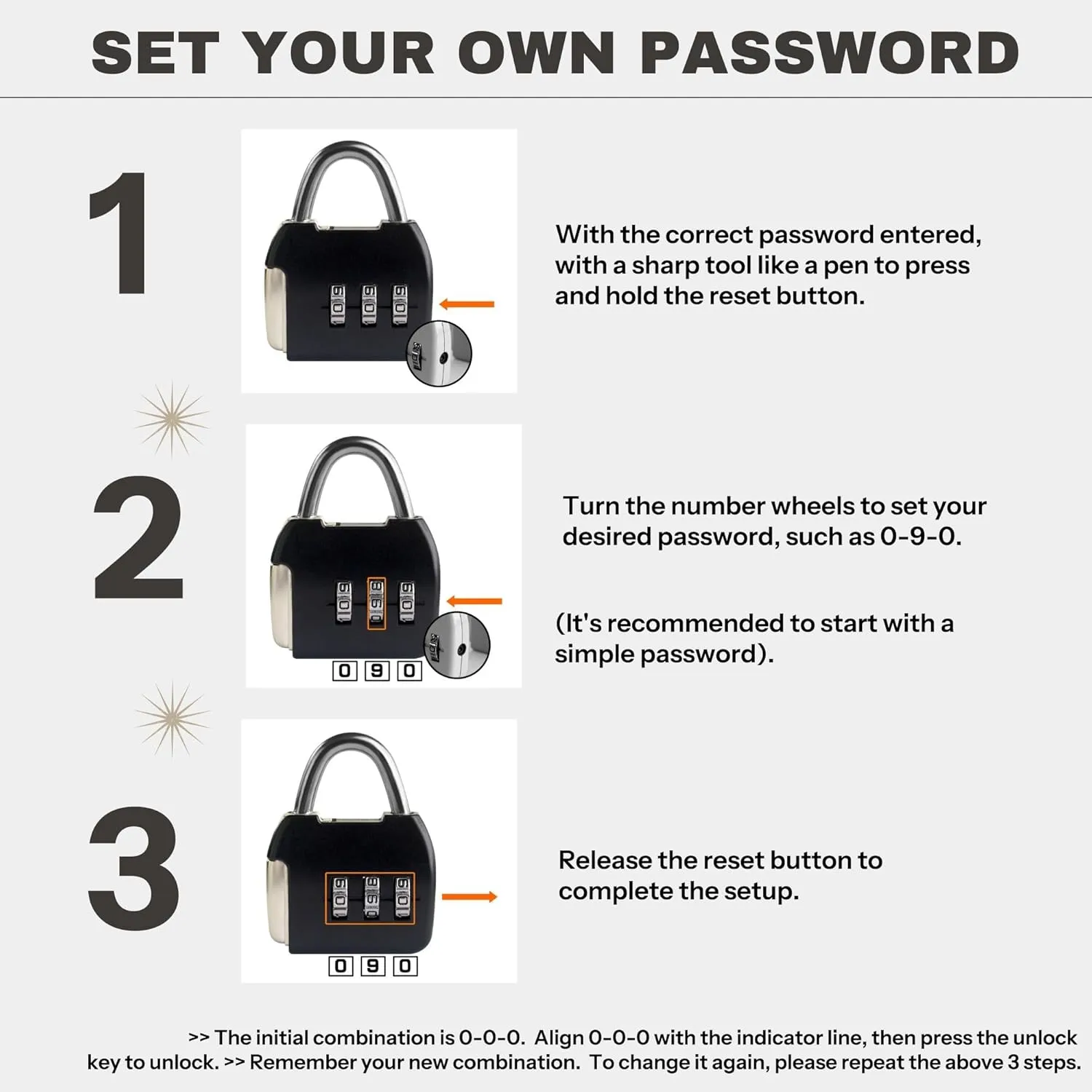 Small Combination Luggage Locks, 3 Digit Combination Padlock, Travel Lock with Code, Small Combo Lock for Locker, Suitcase, Zipper, Tool Box, Backpack, Bag (Black Silver, 2-Pack)