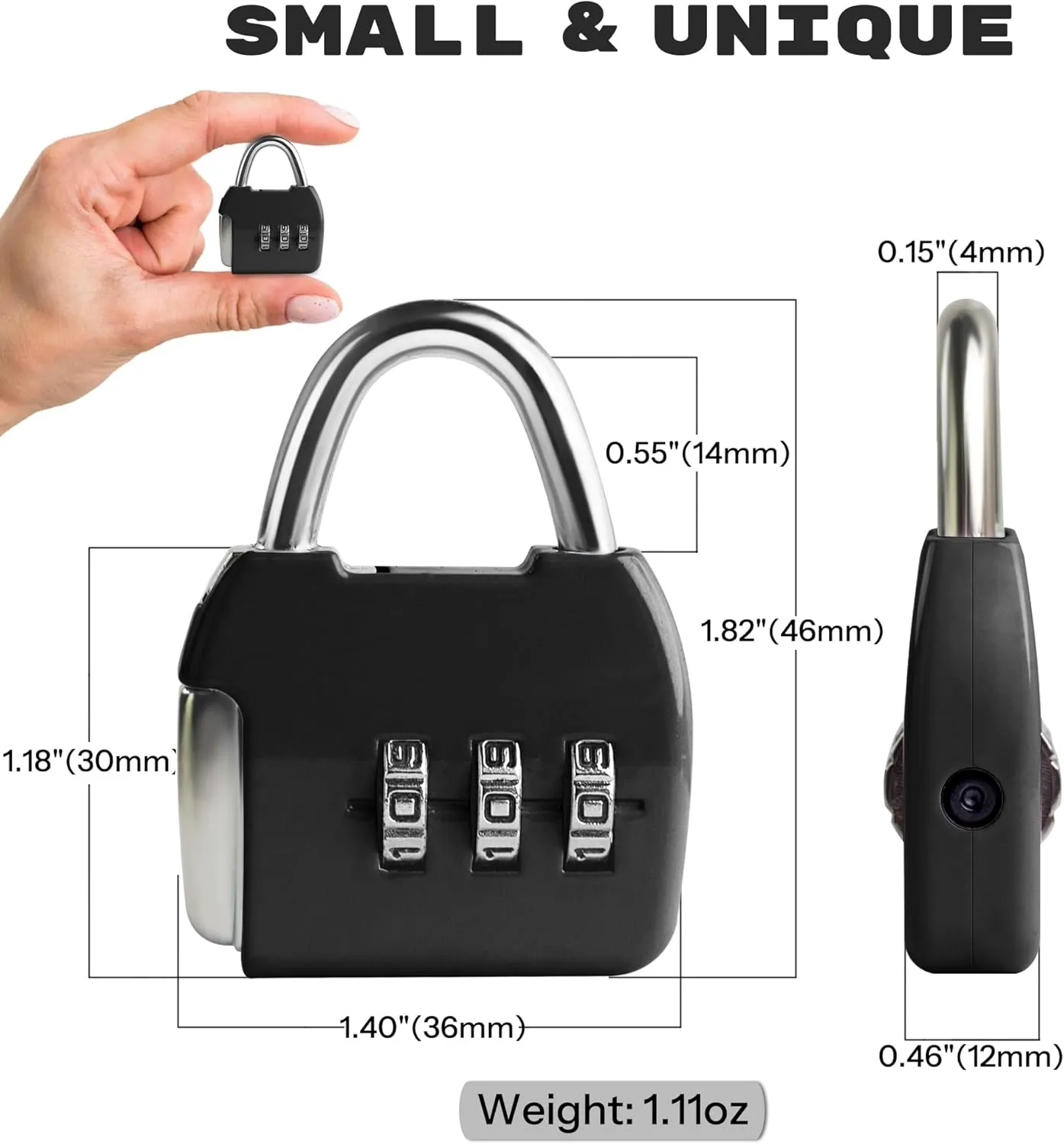 Small Combination Padlock, 3-Digit Combination Locks, Travel Luggage Lock with Code, Mini Combo Lock for Suitcase, Locker, Bag, Box, Backpack Zipper, Diary (Black Pink, 2-Pack)