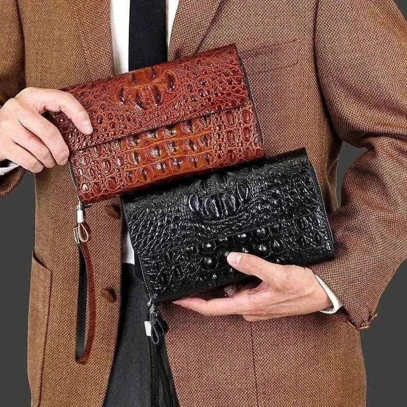 Split Leather | Elegant Crocodile Pattern Men's Clutch - BBC002