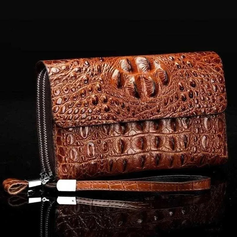 Split Leather | Elegant Crocodile Pattern Men's Clutch - BBC002