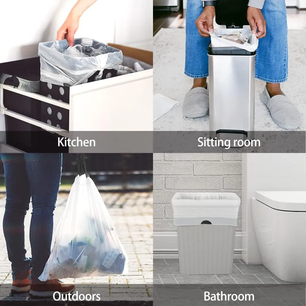 Teivio 3 Gallon 160 Counts Mini Strong Drawstring Trash Bags Garbage Bags, fit 10-12 Liter Small Trash Can,Tiny Waste Basket Liners for Home Office Bathroom Bedroom Car, White