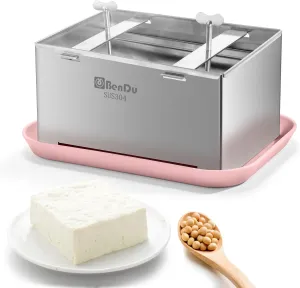 Tofu Press,Tofu Press Stainless Steel with Tofu Presser Towel and Drip Tray for Homemade Tofu and Improved Tofu Flavor Texture-Versatile for paneer and Cheese Press-Plus Size