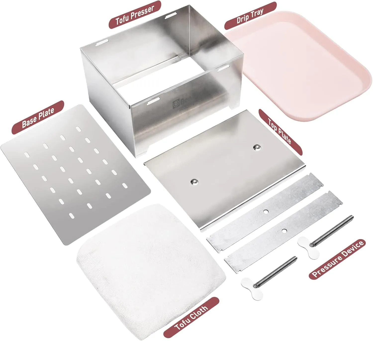 Tofu Press,Tofu Press Stainless Steel with Tofu Presser Towel and Drip Tray for Homemade Tofu and Improved Tofu Flavor Texture-Versatile for paneer and Cheese Press-Plus Size