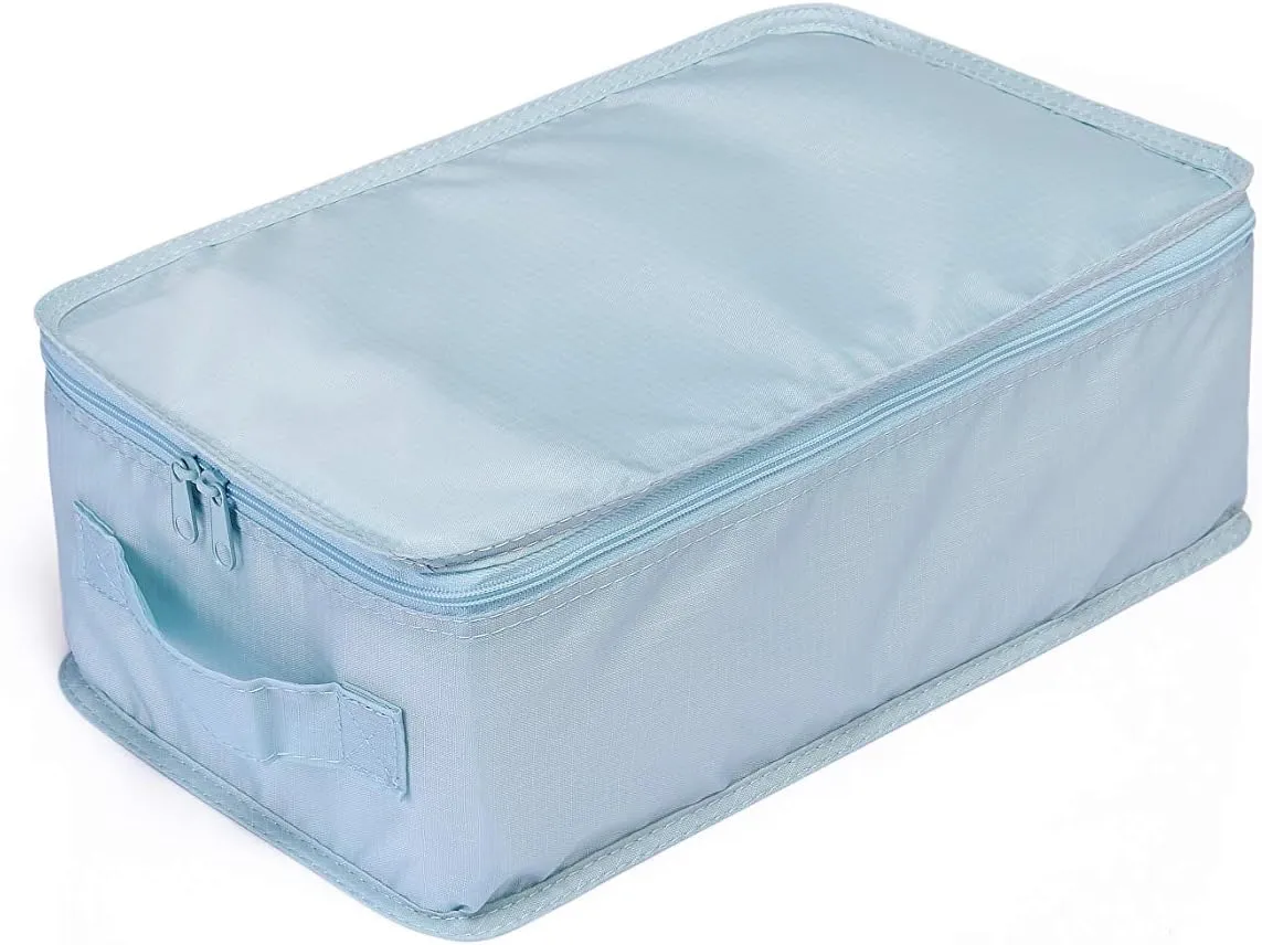 Travel Shoe Bags, Foldable Waterproof Shoe Pouches Organizer-Double Layer (2 Blue Shoe Bags)