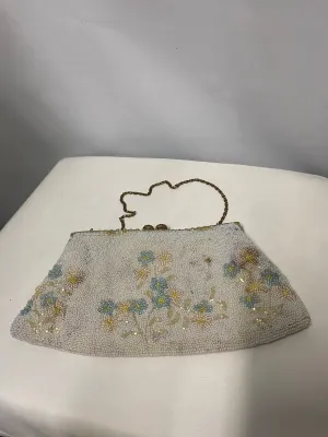 Vintage White Beaded Flower Mini Handbag