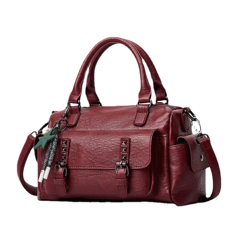 Women Large Capacoty Crossbody Bag Multi-pocket Soft Leather Shoulder Bag Handbag